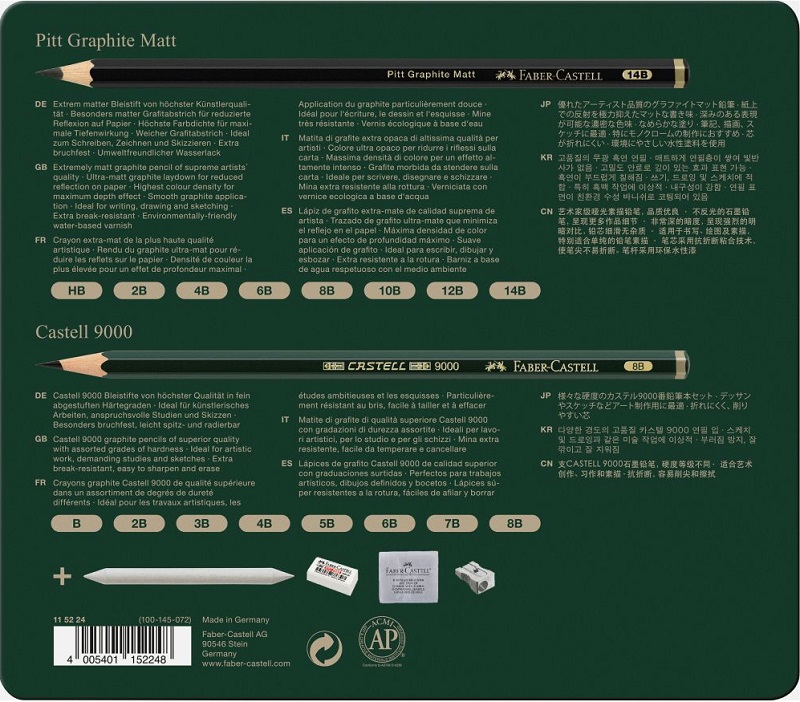 Grafitové ceruzky FABER-CASTELL Pitt Matt & Castell 9000 - sada 20 ks v plechu