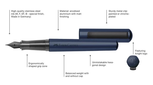 Plniace pero Faber-Castell Hexo - M - modré