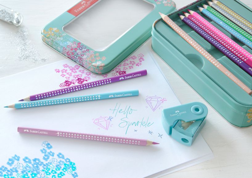 Farbičky Faber-Castell Sparkle - darčeková sada 20 trblietavých farbičiek - trojhranné