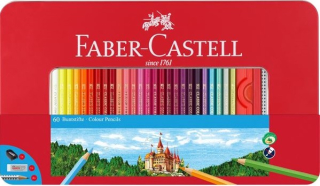 Farbičky Faber-Castell Classic - sada 60 farieb v plechovej krabičke s okienkom - šesťhranné