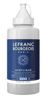 Akrylová farba LEFRANC BOURGEOIS Fine - 750 ml v plastovej fľaši - 008 Titanium White - Biela titániová