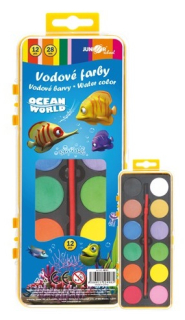 Vodové farby JUNIOR Ocean World - 12 farieb - priemer 28 mm