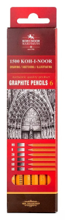 Grafitové ceruzky KOH-I-NOOR 1501 - sada 6 ks - HB, B, 2B, 4B, 6B, 8B
