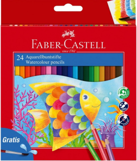 Akvarelové farbičky FABER-CASTELL - 24 farieb + štetec - v papierovej krabičke