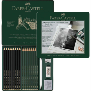 Grafitové ceruzky FABER-CASTELL Pitt Matt & Castell 9000 - sada 20 ks v plechu