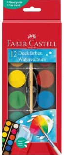 Vodové farby FABER-CASTELL - 12 farebné s priemerom 30 mm