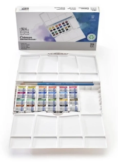 Akvarelové farby Winsor&Newton Cotman Travel set - sada 24 farieb + 1 štetec