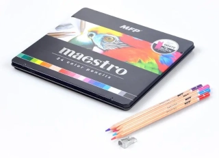 Farbičky MFP MAESTRO - sada 24 ks so strúhadlom - kovová krabička