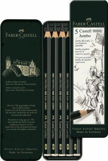 Faber-Castell Castell 9000 Jumbo - sada grafitových ceruziek - 5 ks - plechová krabička