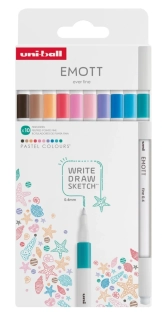 Liner UNI EMOTT PASTEL - 0,4 mm - sada 10 ks - pastelové farby