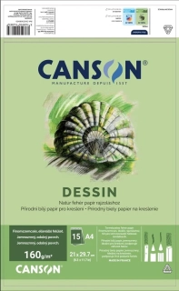Skicovací blok CANSON DESSIN A4 - 160g/m2 - 15 listov - 21x29,7 - lepená väzba