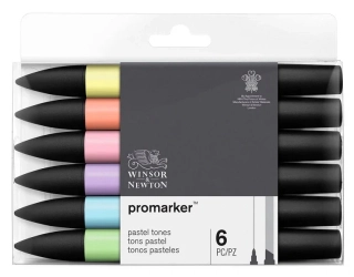 Markery Winsor&Newton - Promarker pastel - 6 ks sada - obojstranné