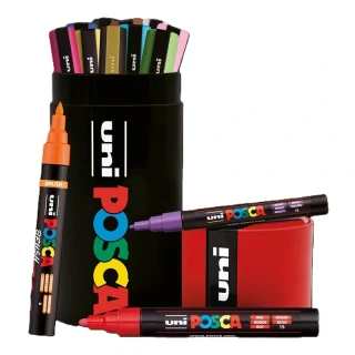POSCA - sada popisovačov v plechovej dóze - PC-3M, PC-5M, PC-5BR, mix farieb (13 ks)