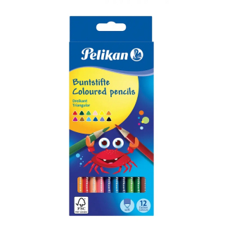 Farbičky Pelikan trojhranné tenké - 12 ks