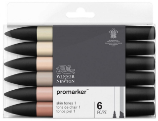 Markery Winsor&Newton - Promarker Skin Tones - sada 6 ks - obojstranné
